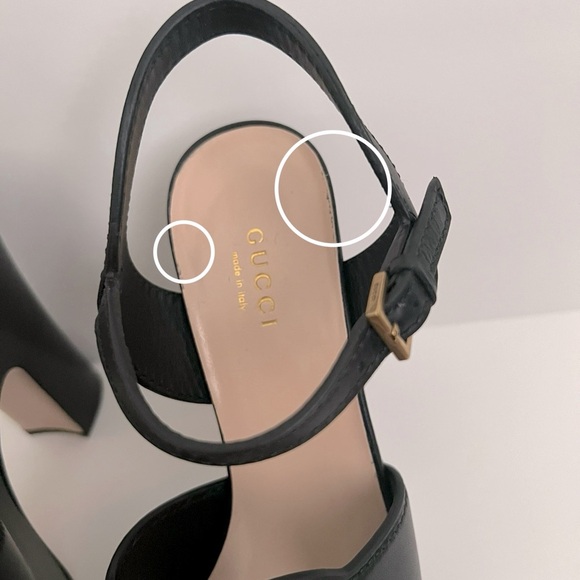 GUCCI Interlocking G Cutout Block Heel Platform Sandals Black Leather - Picture 4 of 16